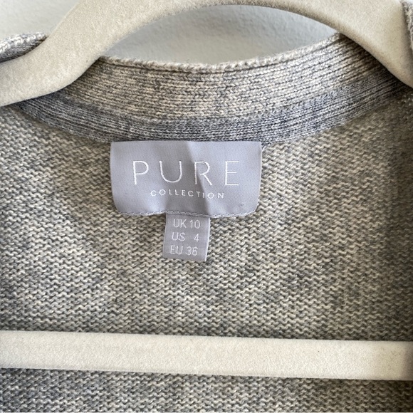 PURE Collection Wool Cashmere Gray Cardigan Size 4 - Picture 4 of 12